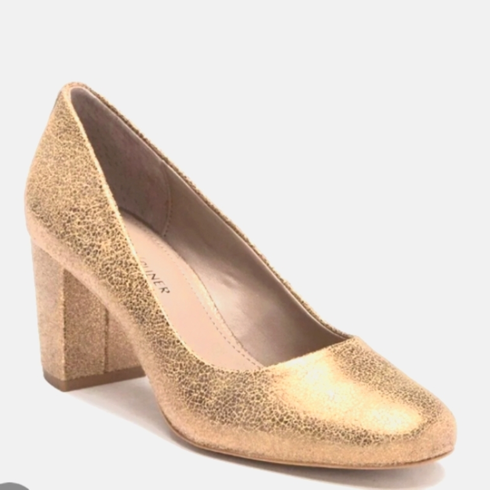 Donald J Pliner Brush  Gold Metallic Block Heels